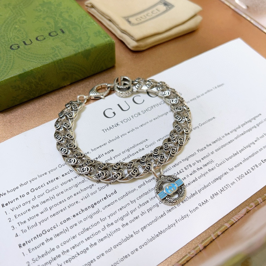 Gucci Blue GG Flat Bracelet