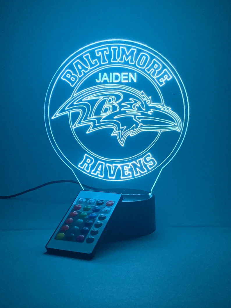 BALTIMORE RAVENS 3D LAMP PERSONALIZED
