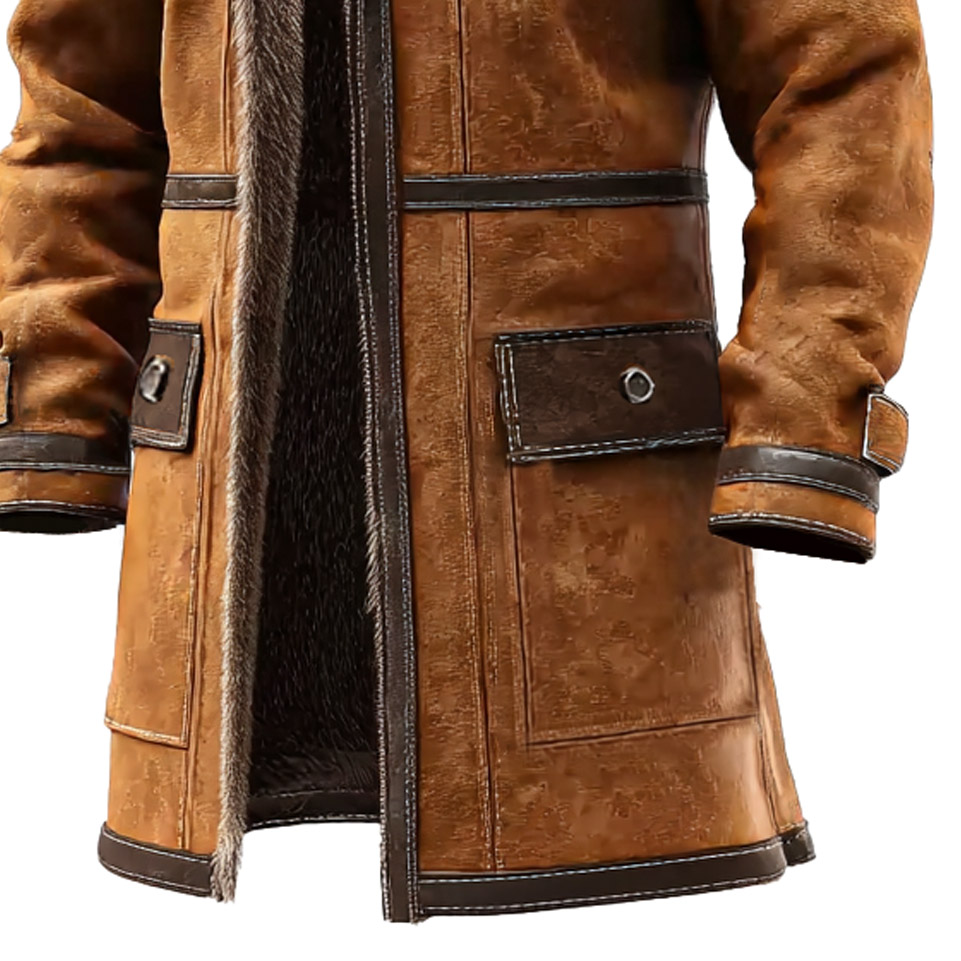Brown Faux Fur Lined Winter Coat with Detachable Hood