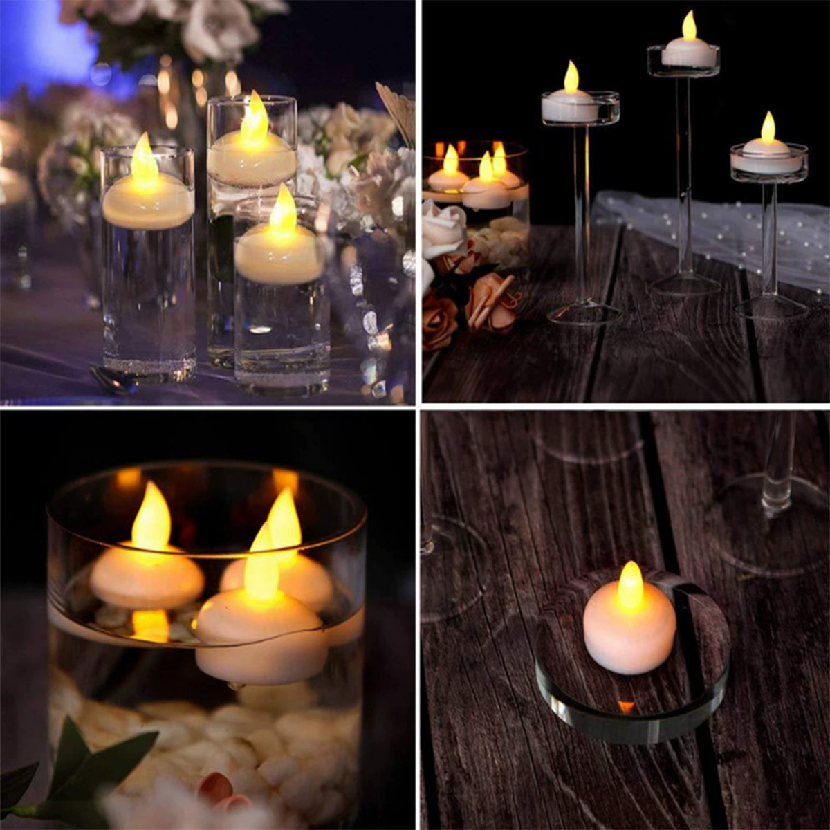 🔥2 Pcs/Set Flickering LED Flameless Floating Candles