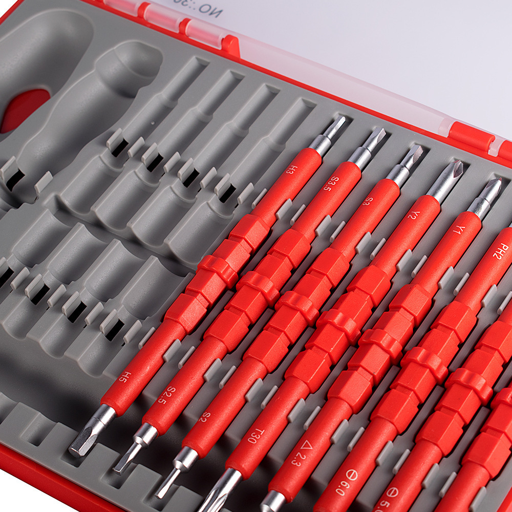 26 In 1 1000V Insulated Screwdriver Set For Electrician, Dual Head Precision Removable Magnetic Bits Slotted Torx Hex Square Screwdrivers