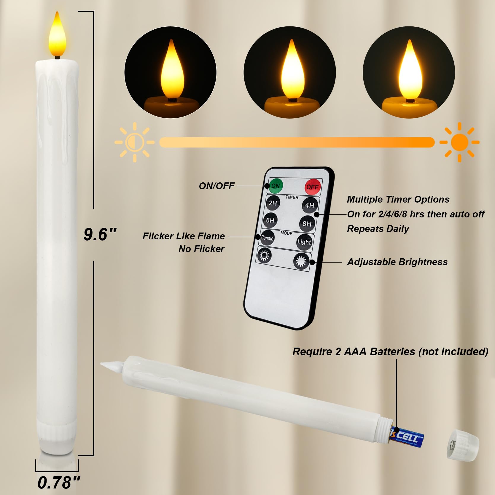 🔥ON SALE - 50% OFF🔥Real Wax LED Flameless Taper Candles with Timer