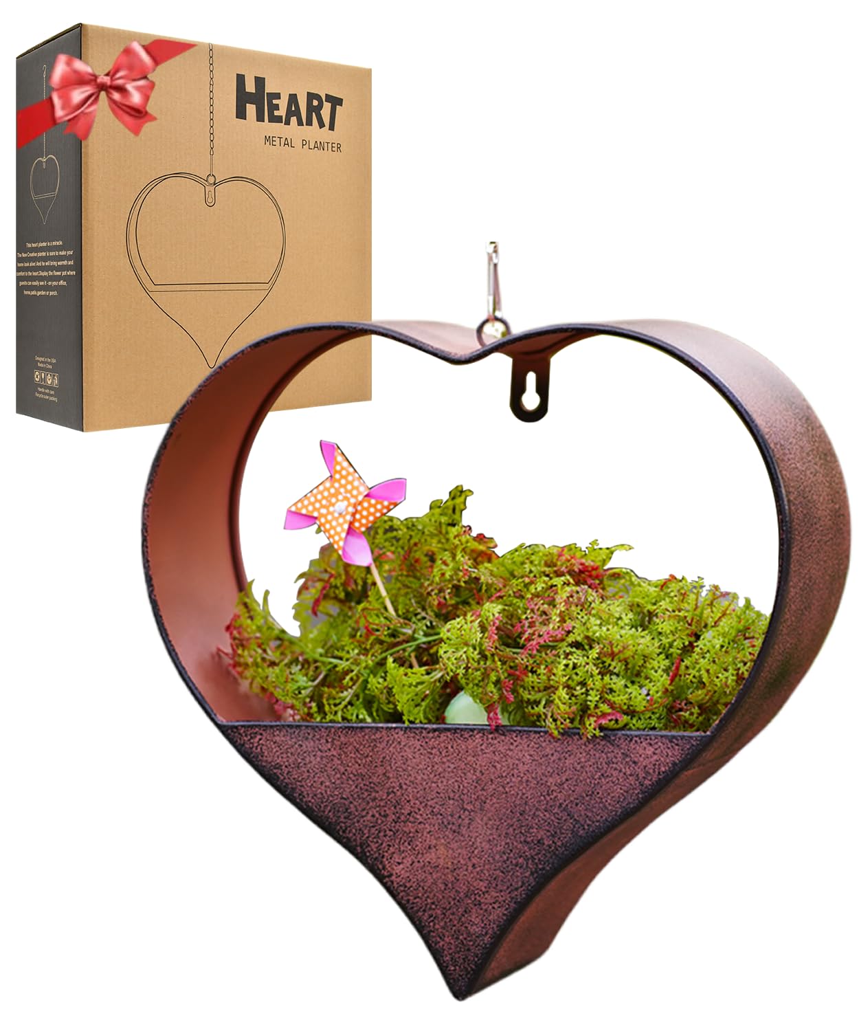 Metal Heart Shaped Hanging Planters for Indoor & Outdoor Plants