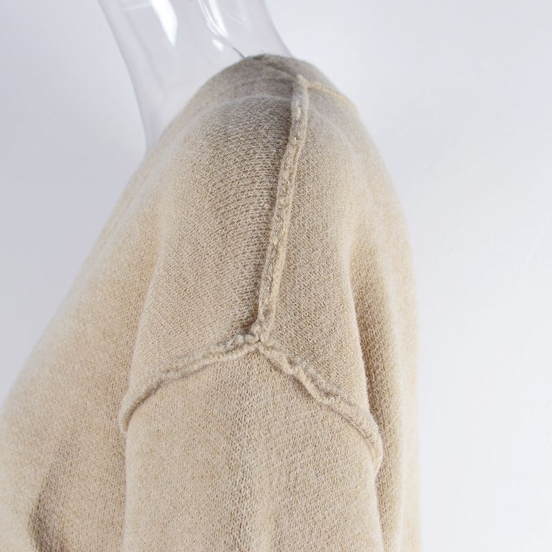 Solid Color Knitted Mid-length Sweater Coat with Pockets