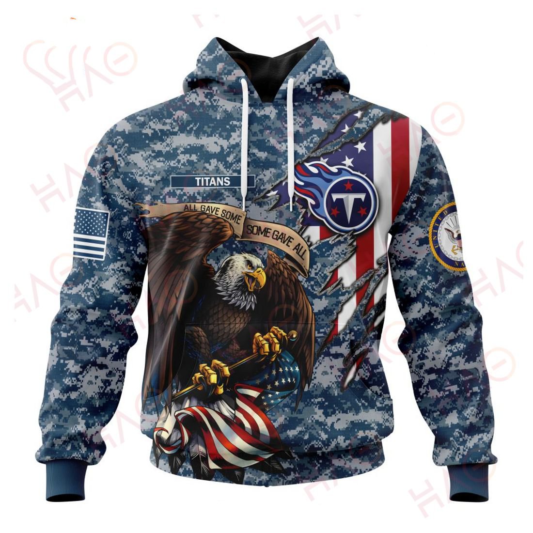 TENNESSEE TITANS 3D HOODIE US NAVY VETERANS