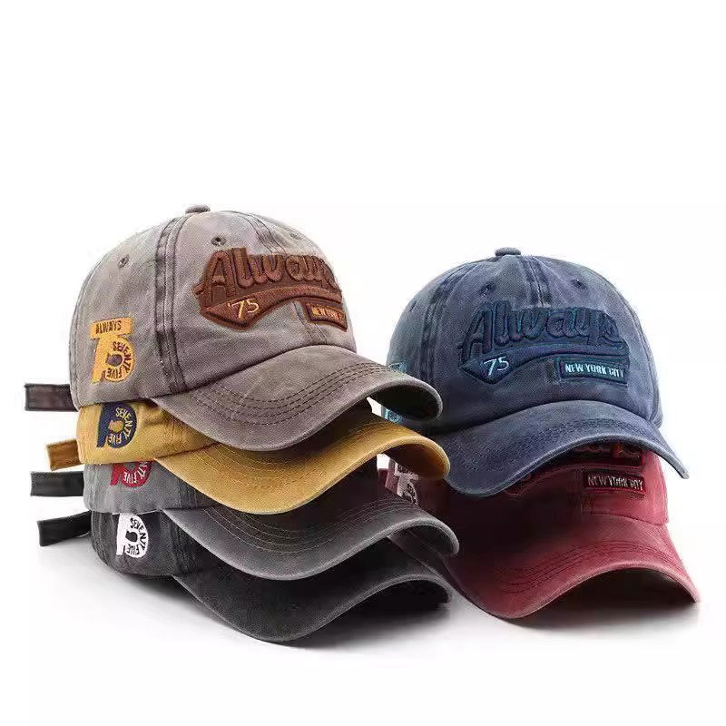 Men's 3D embroidered letter baseball cap、made of washed denim fabric、versatile and stylish、 suitable for both men and women.
