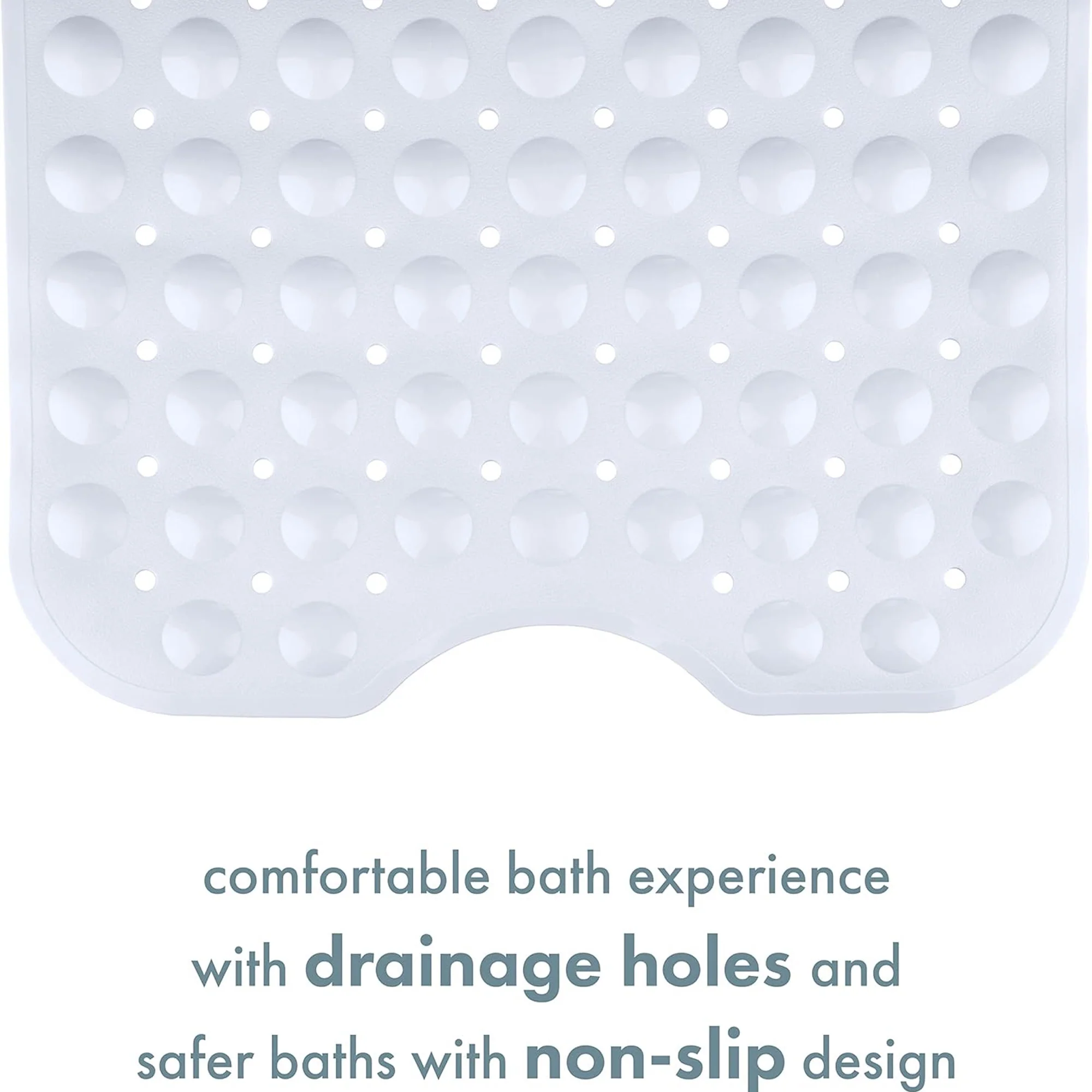 TranquilBeauty Extra Long Non-Slip Bath Mat with Suction Cups, White, 16x40 Inches