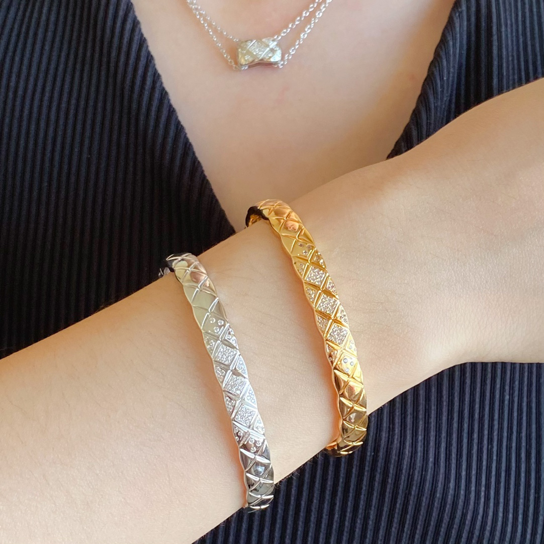 Chanel carved wide diamond bracelet