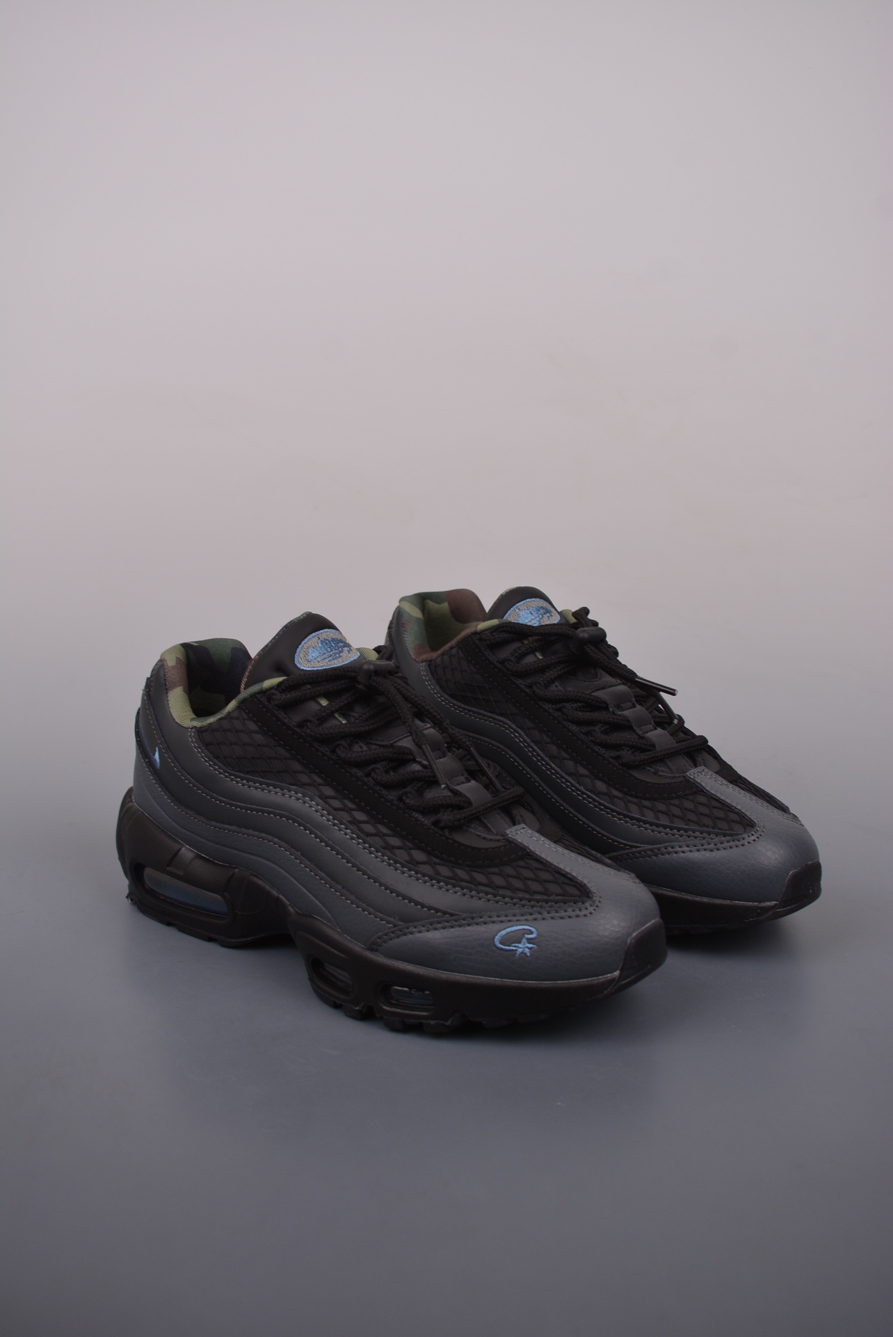 NIKE Air Max 95 air cushion running shoes black gray blue
