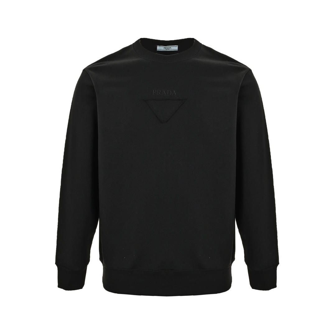 Prada 24Fw crew neck sweatshirt with small letter triangle logo on chest