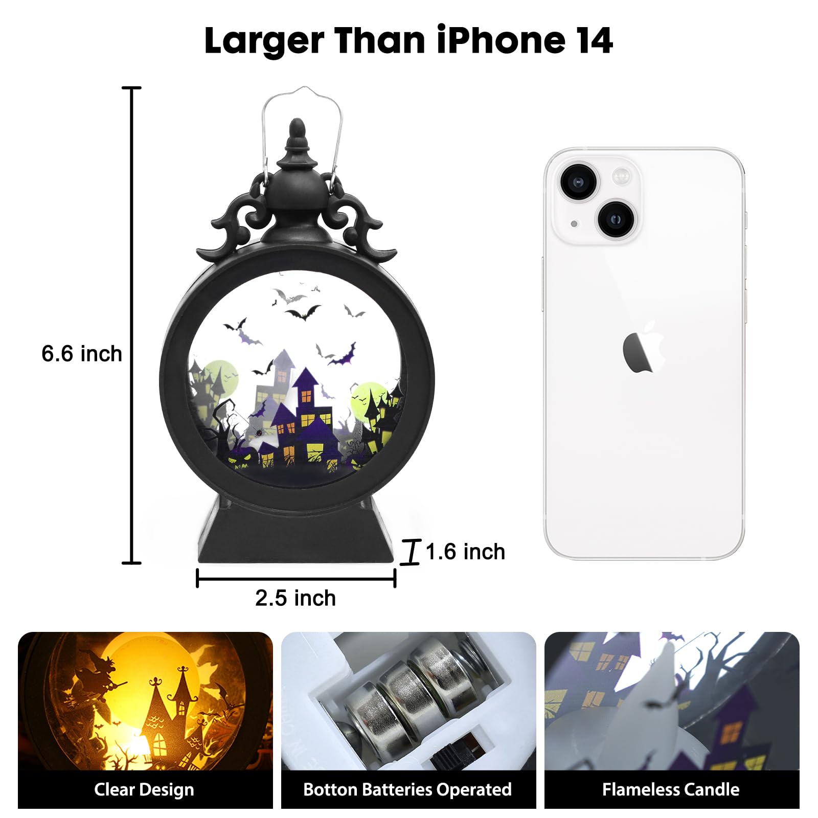 3 PCS Halloween Lantern Light with Flameless Candle