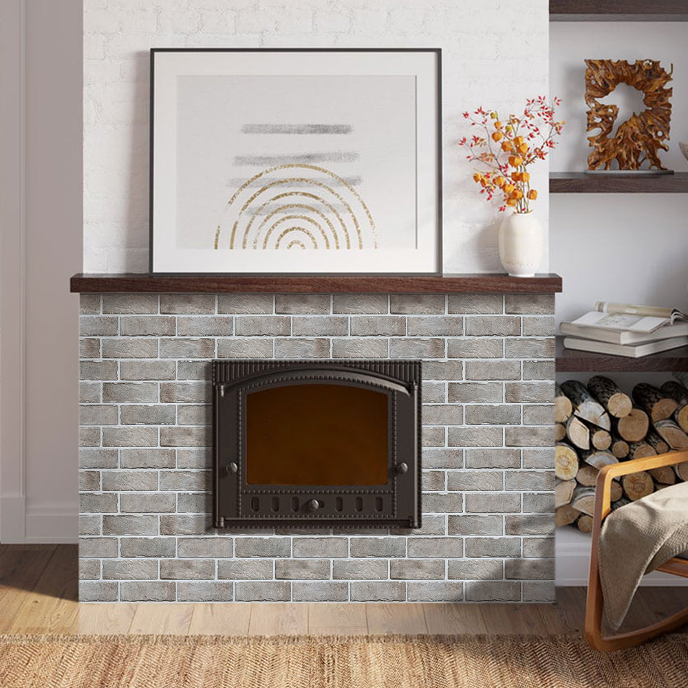 3D Distressed Neutral Brick Peel and Stick Wall Tile