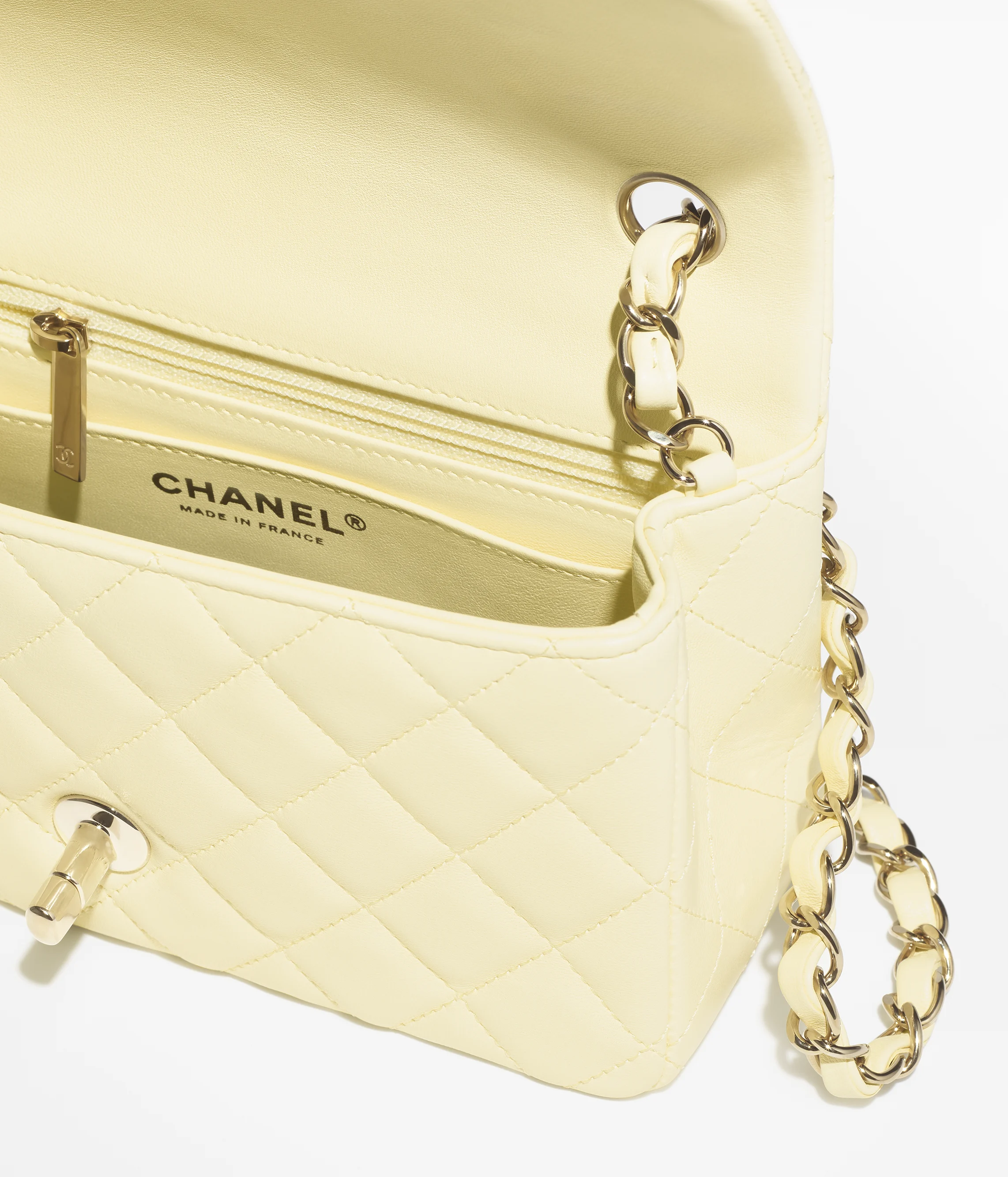 Chanel Mini Classic Bag Lambskin & Gold-Tone Metal Light Yellow A69900-Y04059-NAGEQ