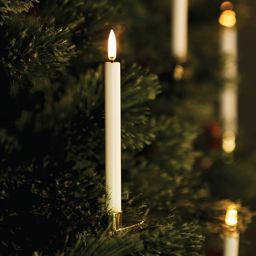 ⚡LAST DAY 50% OFF⚡6 PCS Christmas Taper Flameless Candles With Gold Clips ,Remote-controlled Timer