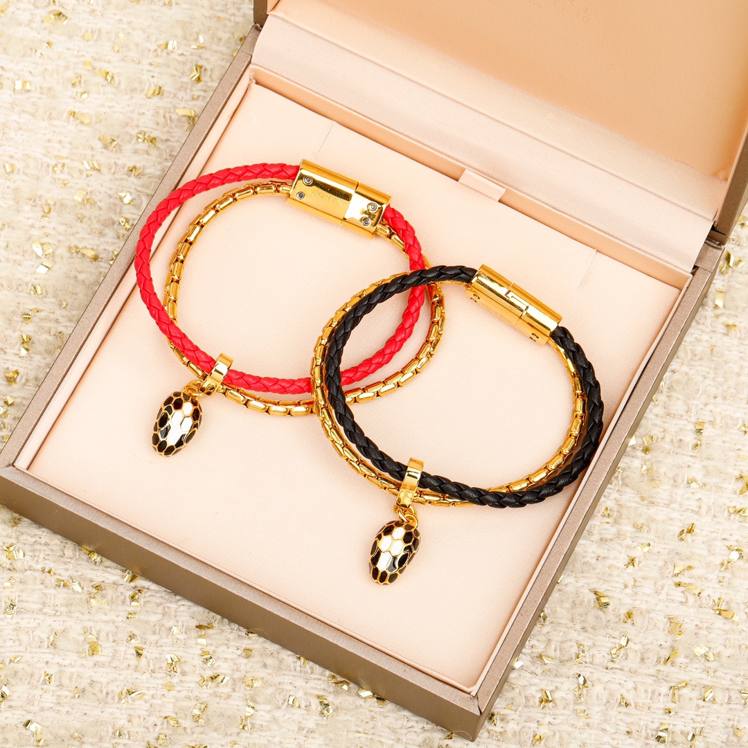 Bulgari snake head double bracelet