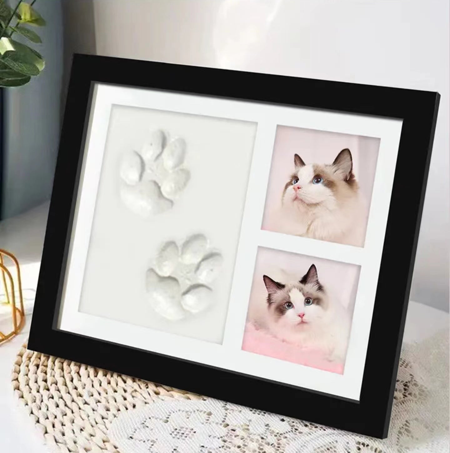 Pet Paw Print Photo Frame Kit with No Toxic Clay - Memorial Gifts for Pet Lovers