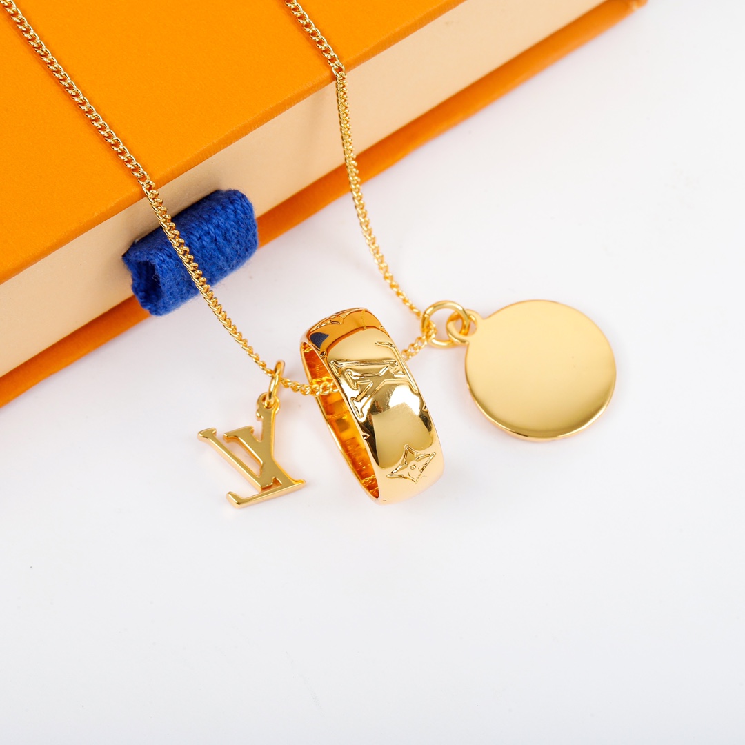 Louis Vuitton Floral Embossed Hoop Ring Necklace
