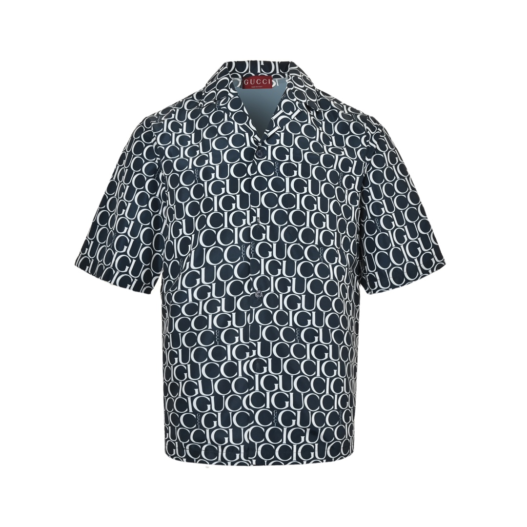 Gucci 24ss all over lettering short sleeve shirt