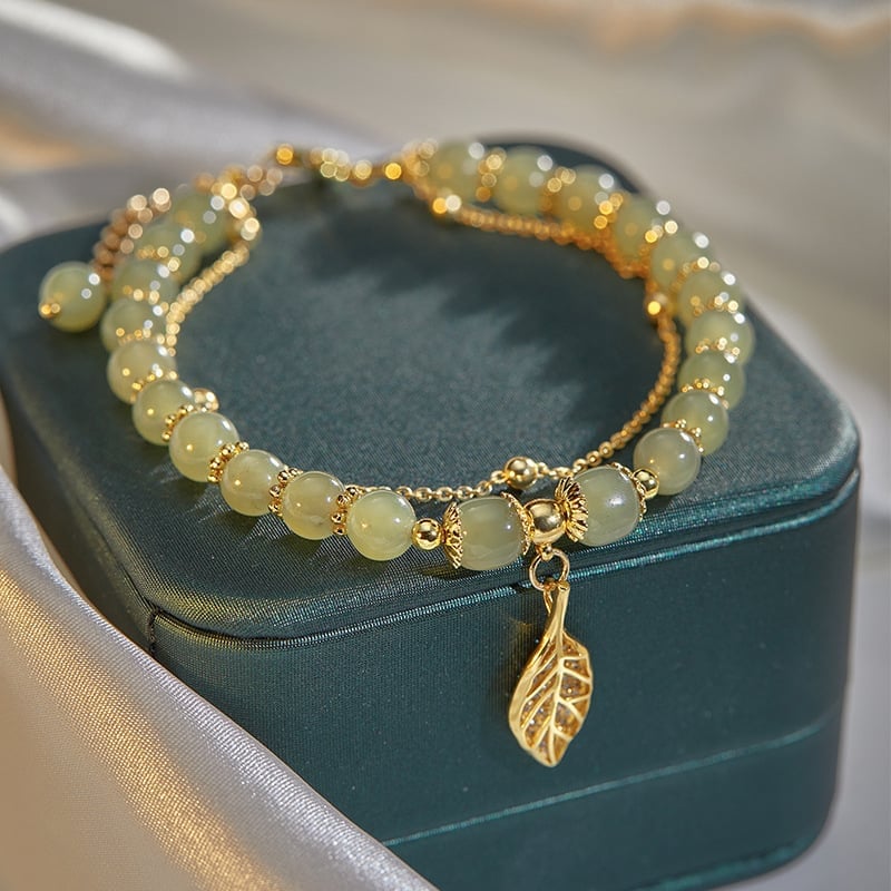 💞Last Day BUY 1 GET 1 FREE 💞--Wotian Jade Lucky Gold Leaf Bangle