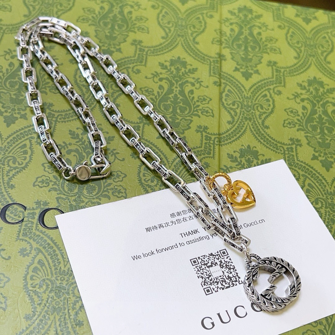 Gucci Anger Forest Series GG Chain Gold Heart Necklace