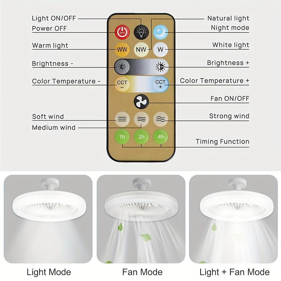 Fan Lamp E27 Screw Connection Fan Bedroom Lamp Household Stepless Integrated Fan Lamp