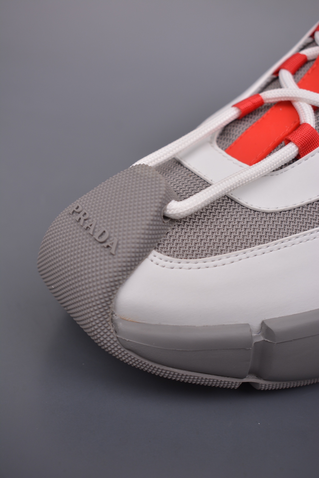 Prada 3D Cloudbust Thunder Technical Sneakers White Dark Gray Red 1E804M3LKI-AJ6493