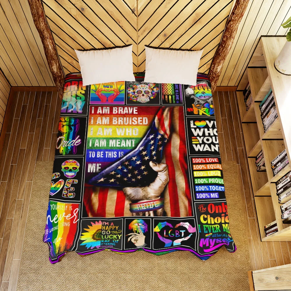 LGBT Pride. I Am Brave Quilt Blanket