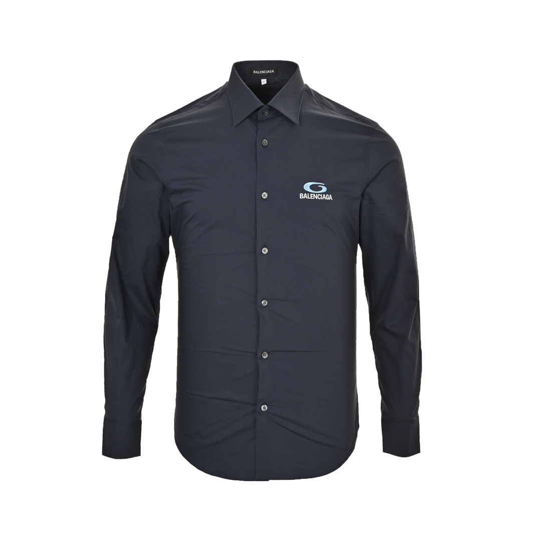 Balenciaga 24Fw blue ring embroidered shirt