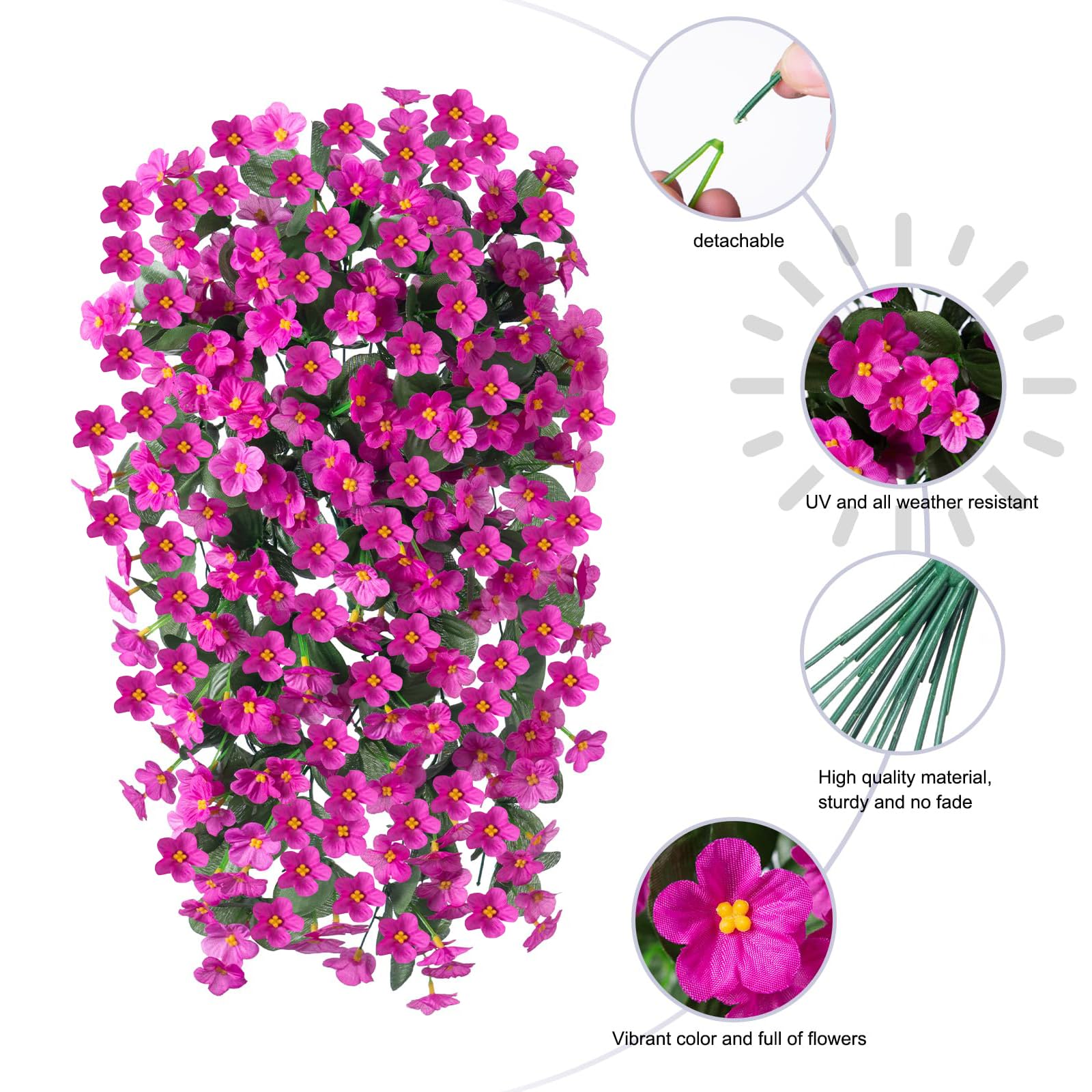 🔥Cozy Fall Decor Sale🔥Artificial Faux Silk UV-Resistant Realistic Violet Orchid Vine