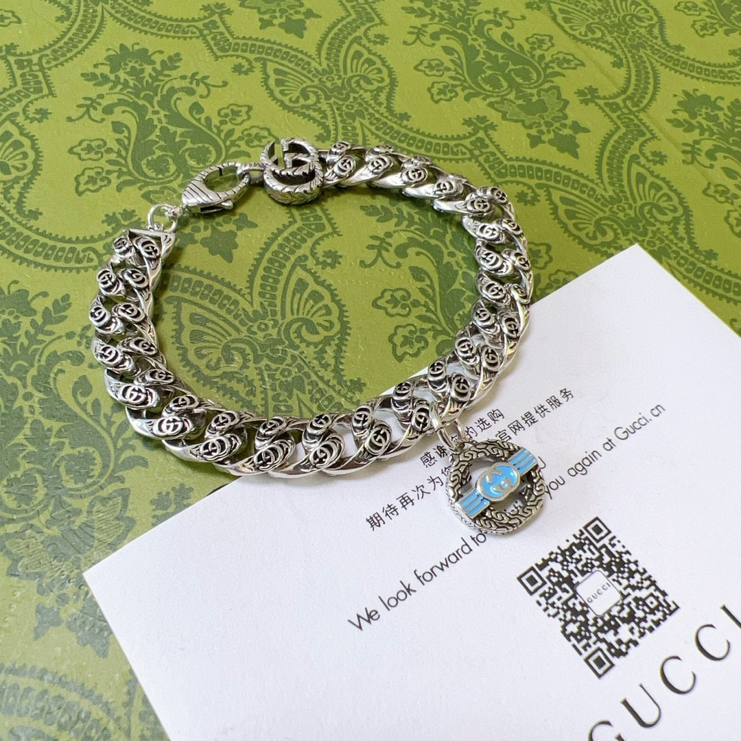 Gucci Blue GG Flat Bracelet