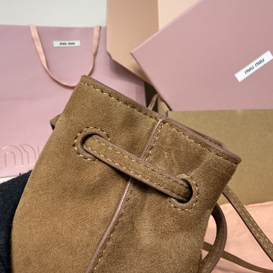 Miu Miu Suede Mini Bucket Bag 5NF460