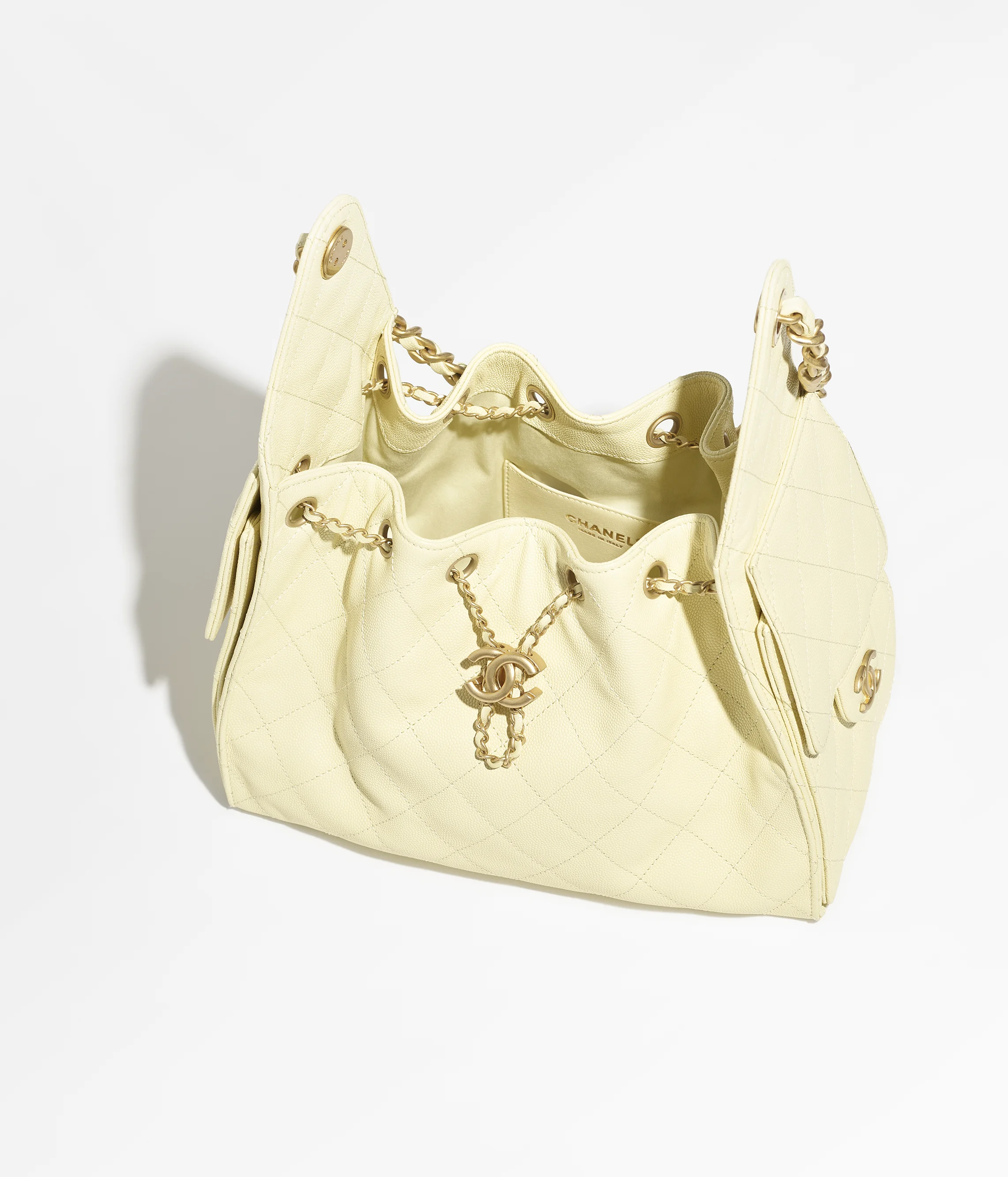 Chanel Small 25 Grained Calfskin & Gold-Tone Metal Light Yellow AS5293-B20304-NAGEQ