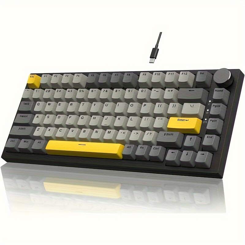 A.JAZZ X Attack Shark AK820 - 75% TKL Wired Mechanical Gaming Keyboard - Hot Swap, Upgraded Washer, RGB Backlight, NKRO, Ergonomic Moon for Switch for PC/Win, Pad