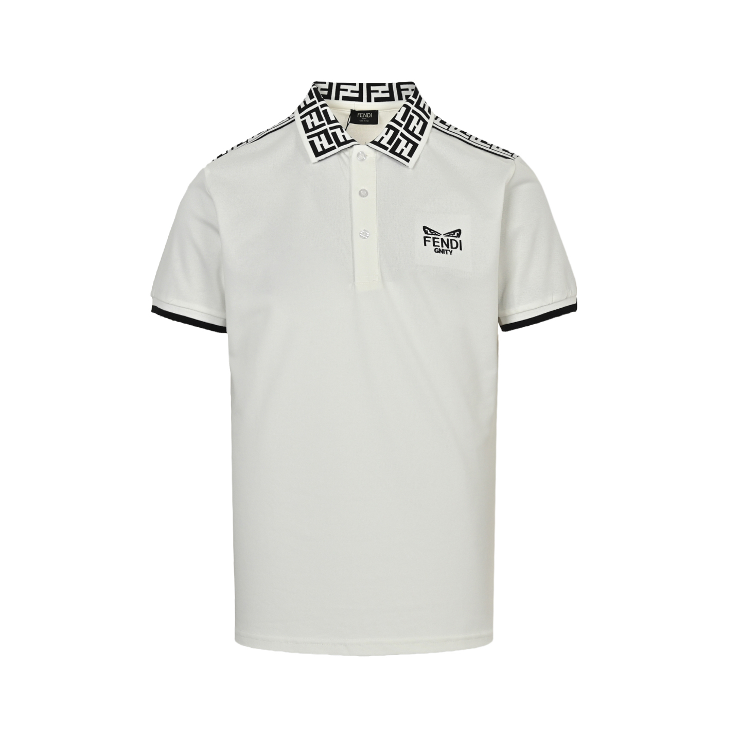 Fendi 25ss embroidered eyes ribbon Polo short sleeve