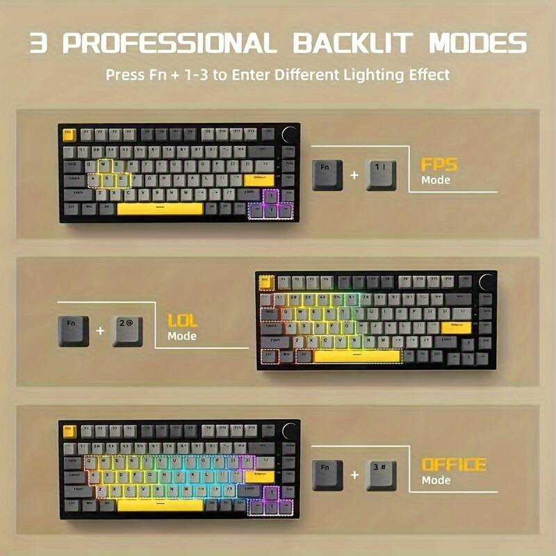 A.JAZZ X Attack Shark AK820 - 75% TKL Wired Mechanical Gaming Keyboard - Hot Swap, Upgraded Washer, RGB Backlight, NKRO, Ergonomic Moon for Switch for PC/Win, Pad