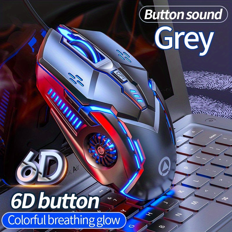 Upgrade Your Gaming Experience: RGB Wired Gaming Mouse With Silent Clicks, LED Backlight, 3200dpi and 6 Buttons!