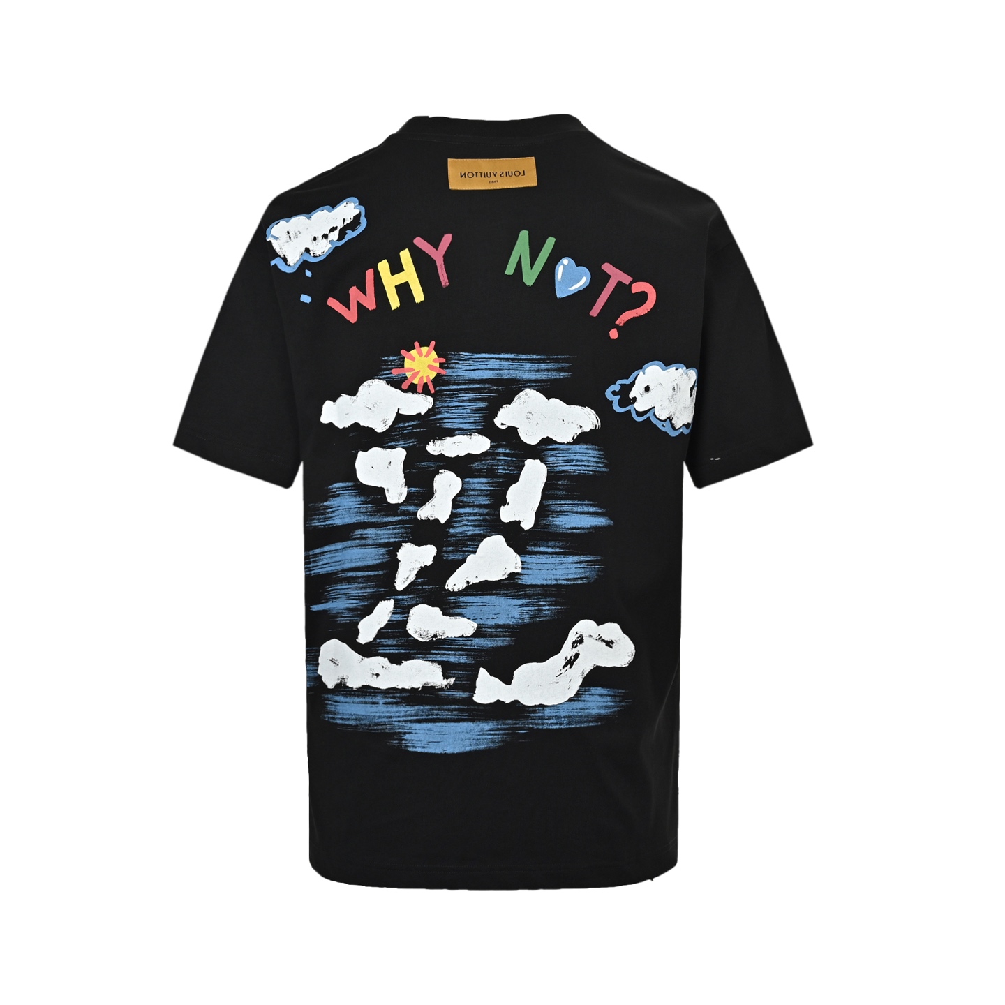 Louis Vuitton 25ss short sleeve with painted clouds on the back