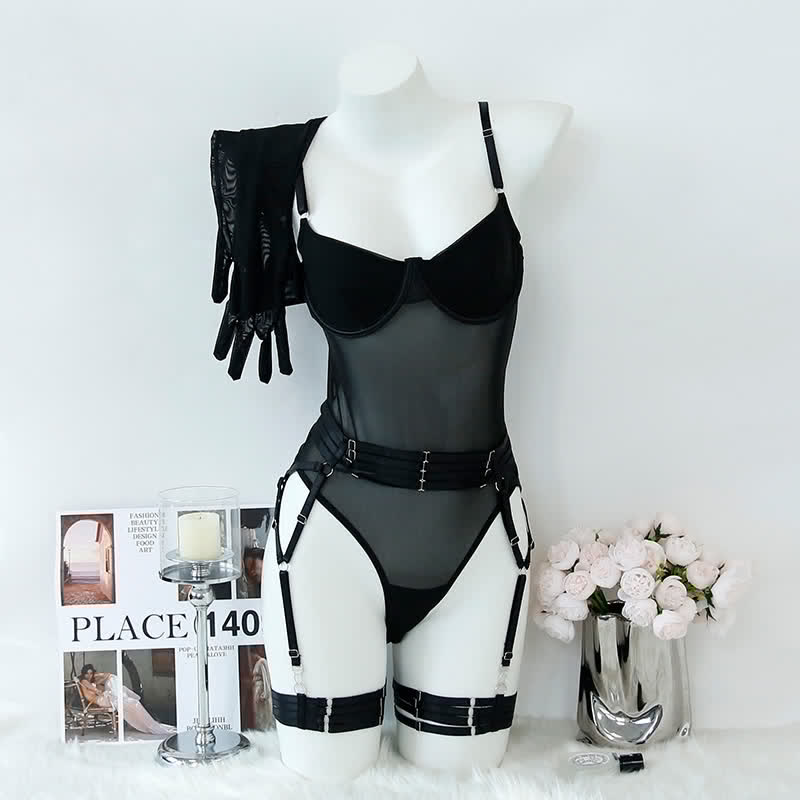 Sexy Backless Lace-up Jumpsuit Lingerie Set