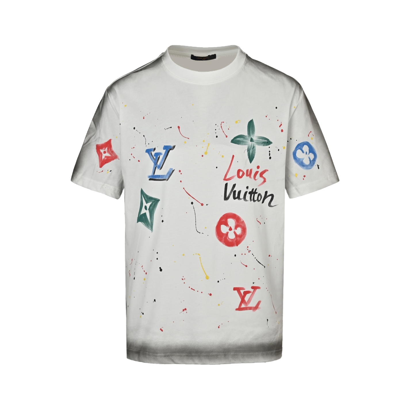 Louis Vuitton washed damaged hand-painted round neck short sleeves