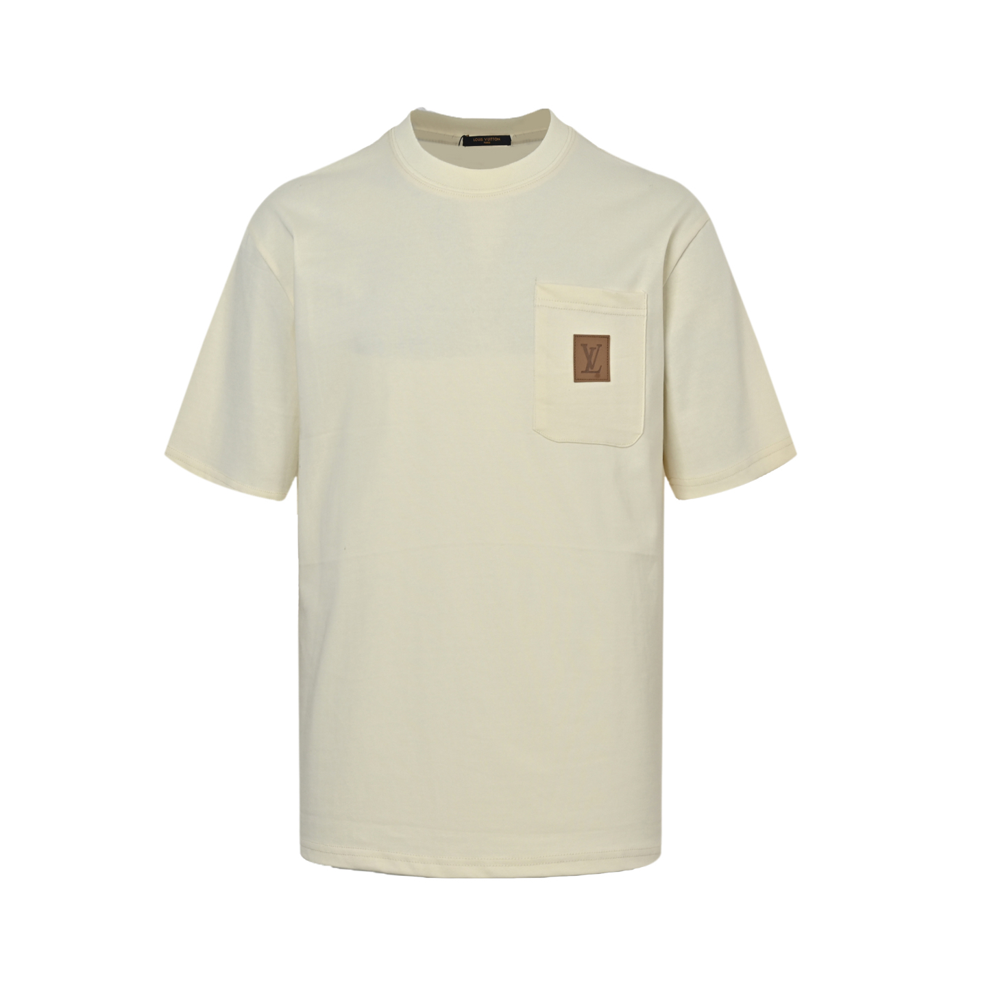 Louis Vuitton 25ss leather pocket badge short sleeve