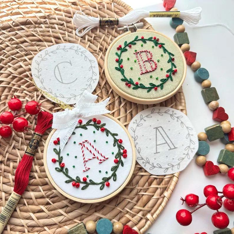 💥ON SALE💥Christmas DIY Embroidery Ornament Kit – Stick & Stitch Letters🎁