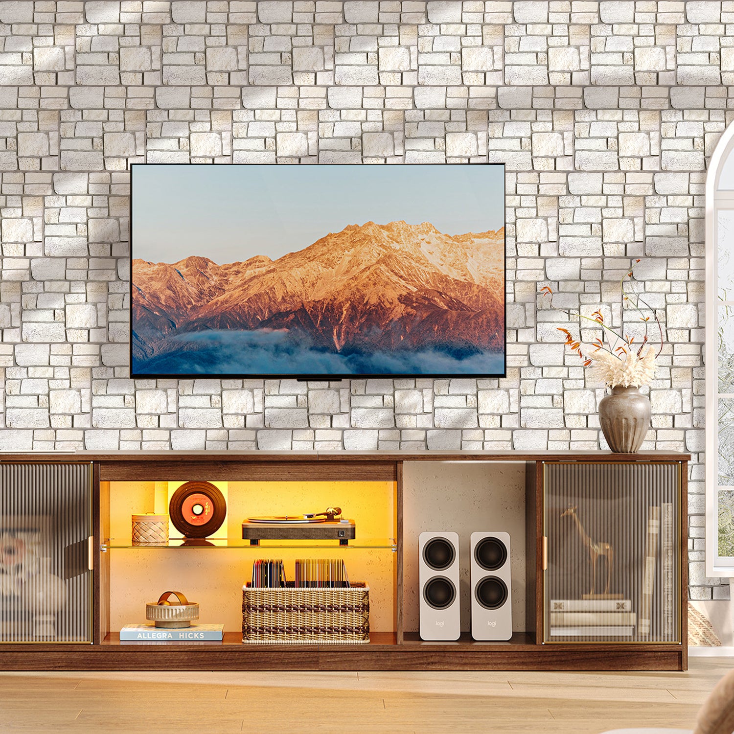 3D Faux Limestone Peel and Stick Wall Tile
