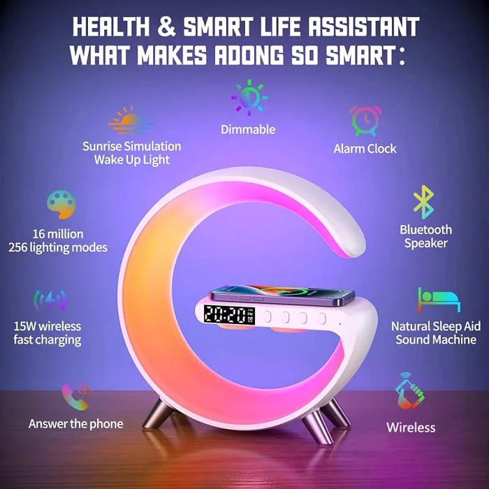 🎄Christmas Sale Free Shipping🎅Multifunctional Bluetooth Speaker-Colorful Atmosphere Light Wireless Charging and Clock All-in-one Machine