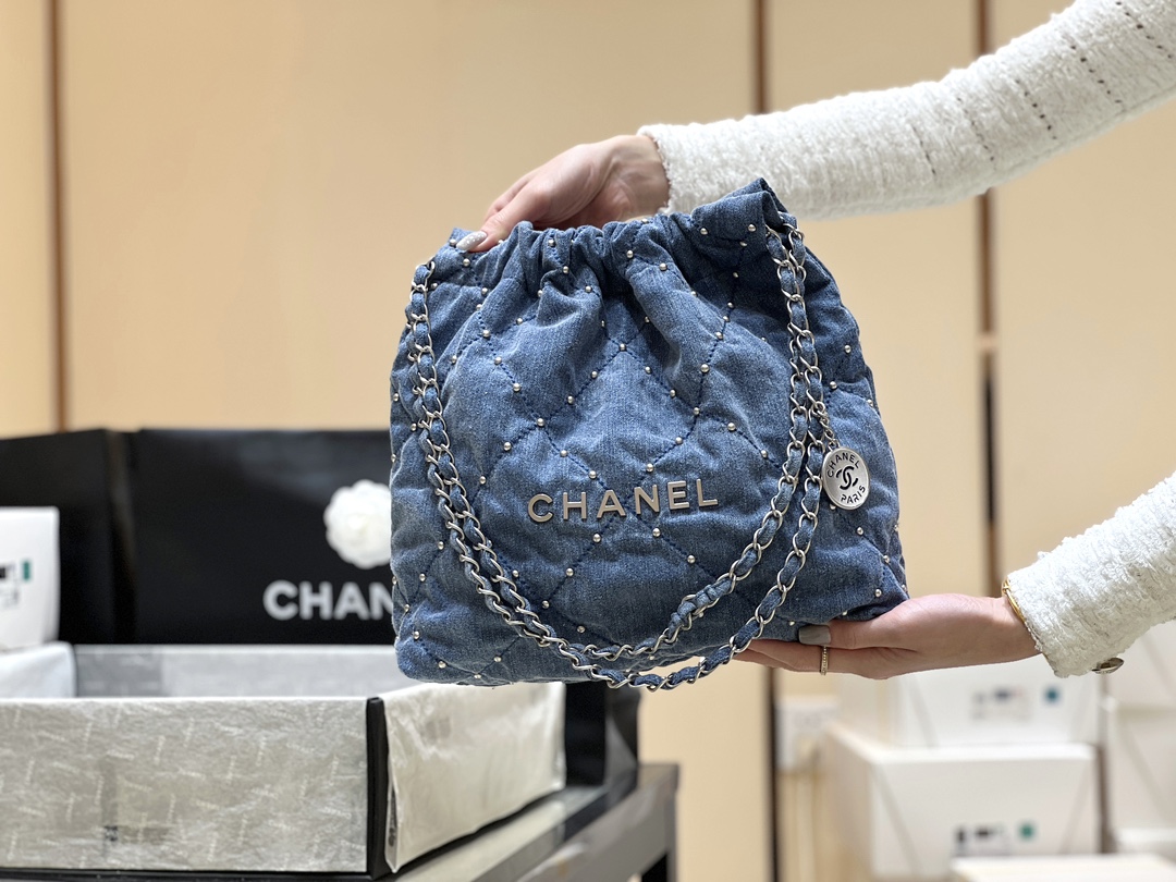 Chanel 24S Spring/Summer Collection Rivet Denim Handbag AS3260