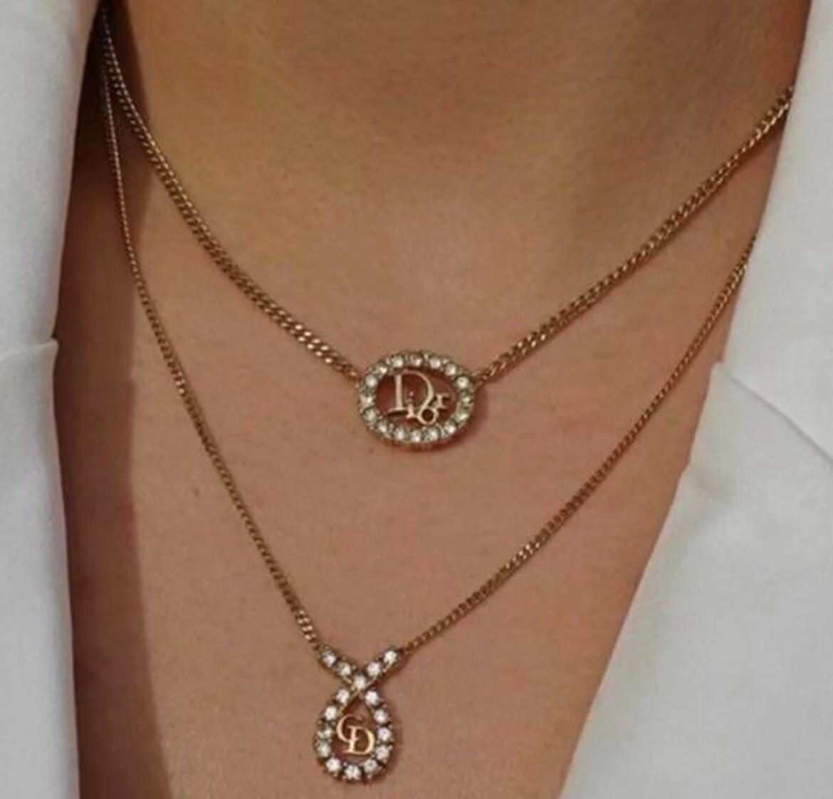 Dior CD diamond drop necklace