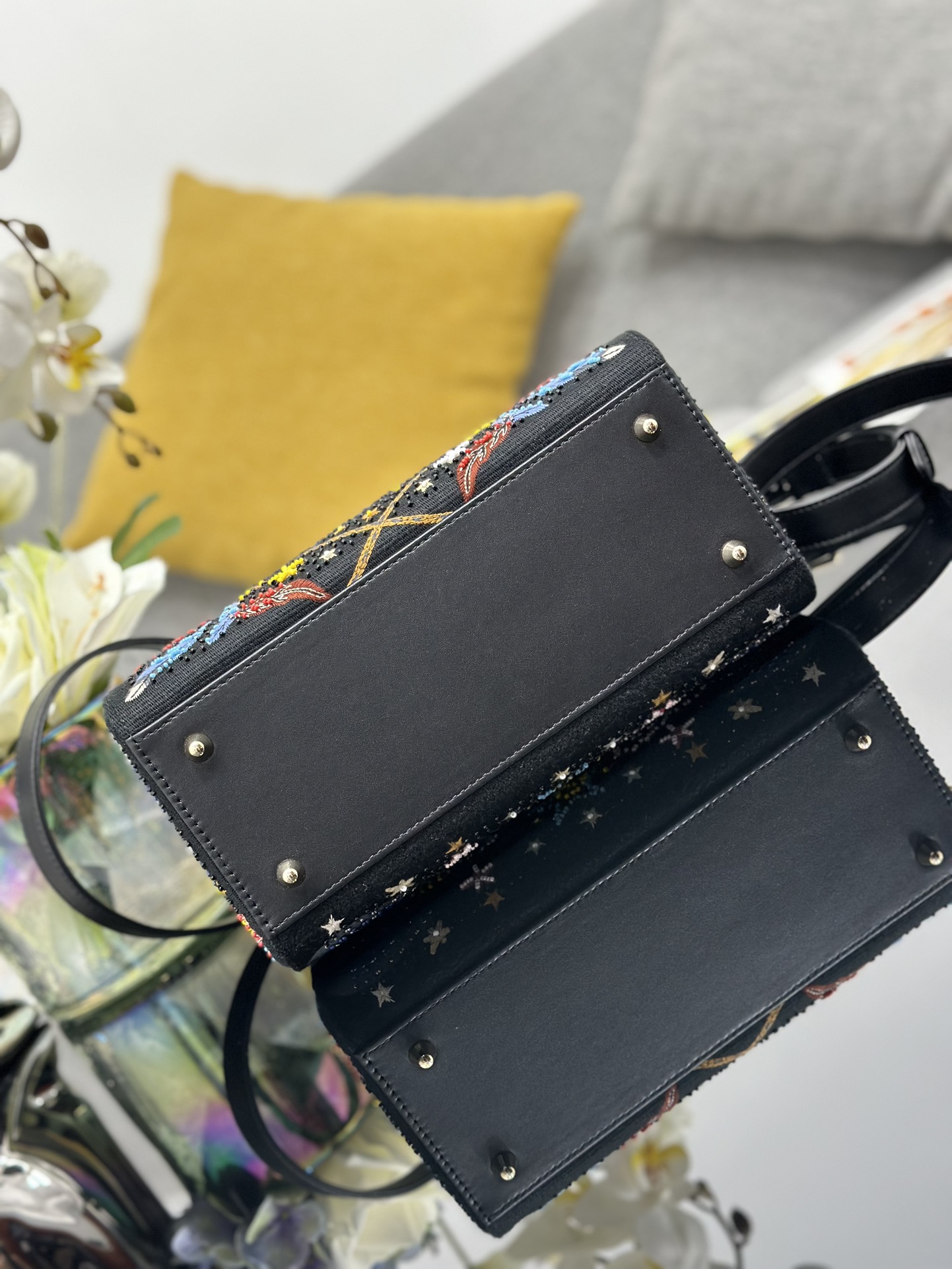 Dior Lady Dior five-grid embroidered star and moon beads Lady Dior bag M0565