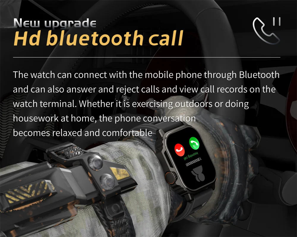 New Outdoor Men's smartwatch Compass GPS Motion Track HD Bluetooth Talk 1.96inch full screen Touch smartwatch for Huawei Xiaomi