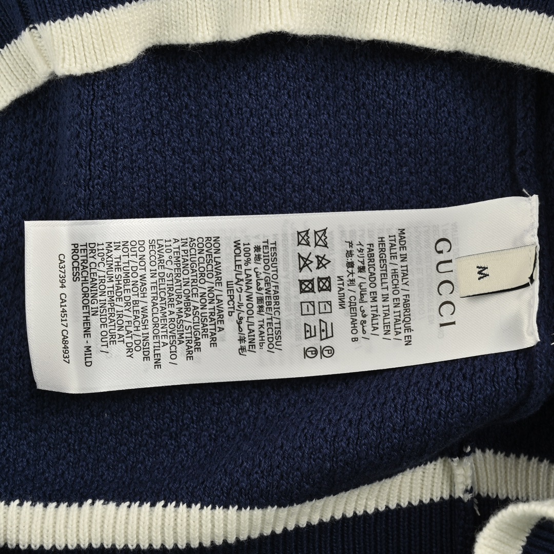 Gucci 24Fw preppy style double G embroidered striped V-neck knitted sweater