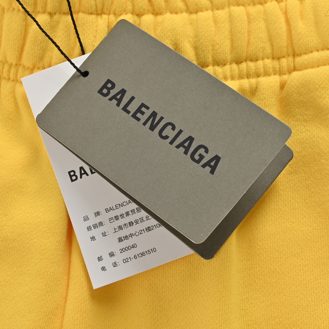 Balenciaga 24ss double ring flame washed shorts