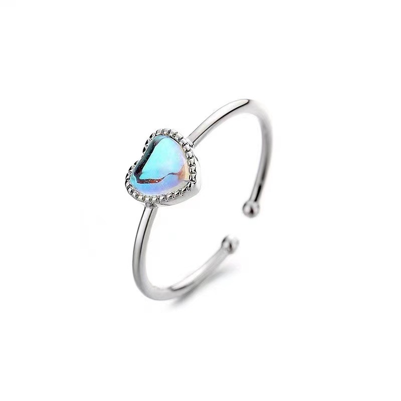 Heart Shaped Moonstone Sterling Silver Ring